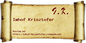 Imhof Krisztofer névjegykártya
